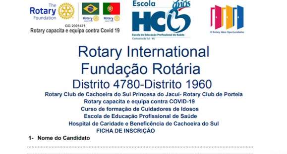 Movimento rotário oferece curso para cuidador de idoso