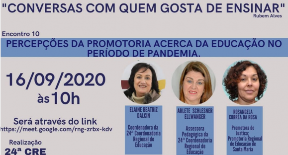 Educação durante a pandemia é tema de live nesta quarta-feira