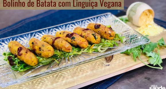 Receita: Bolinho de Batata com Linguiça Vegana