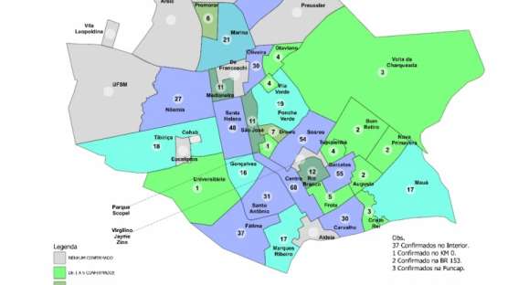 Bairros com mais casos de COVID-19 seguem sendo os mesmos