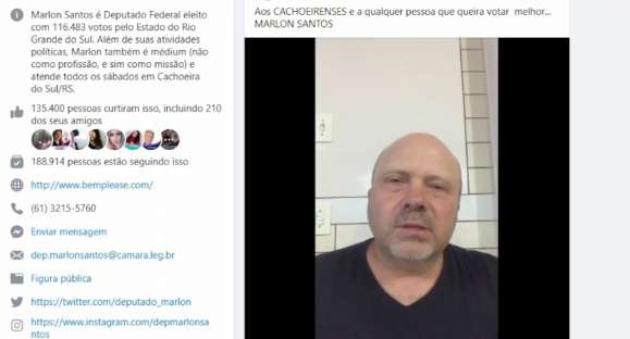 Deputado Marlon Santos faz live criticando candidatos de Cachoeira