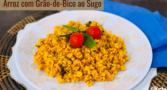 Receita: Arroz com Grão-de-Bico ao Sugo