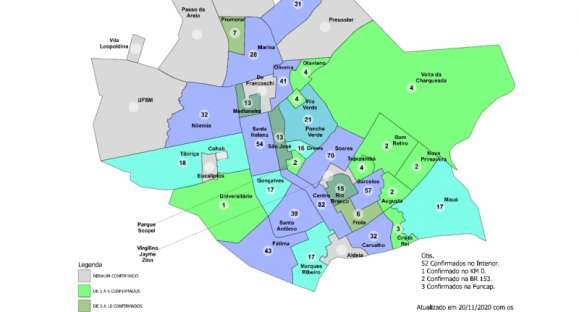 Casos de coronavírus por bairro de Cachoeira