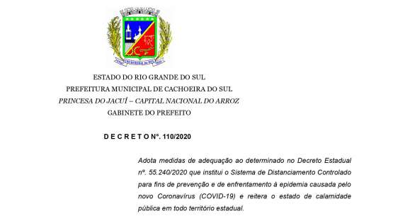 Decreto altera horários de funcionamento do comércio e serviços em Cachoeira