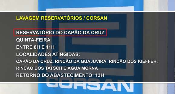 Duas mil casas podem ficar sem água na manhã de quinta-feira