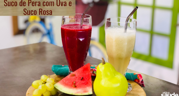 Receitas: Suco de Pera com Uva e Suco Rosa