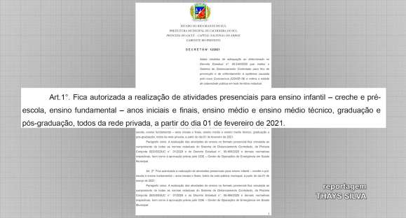Aulas presenciais em Cachoeira do Sul podem voltar em fevereiro