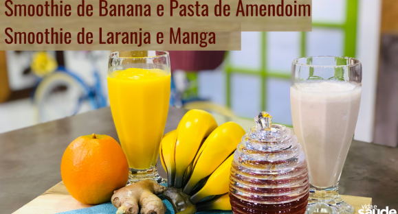 Receitas: Smoothie de Laranja e Manga e Smoothie de Banana e Pasta de Amendoim