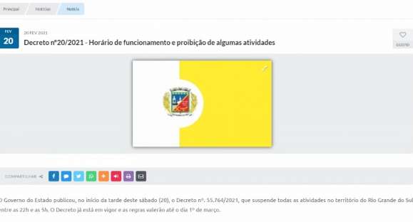 Decreto proíbe diversas atividades em Cachoeira do Sul