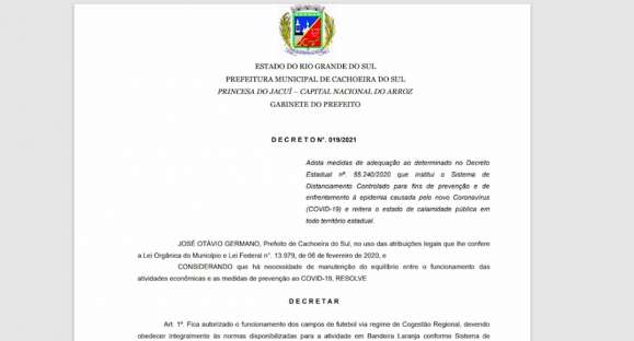 Decreto libera campos de futebol e limita horários na Praia Nova