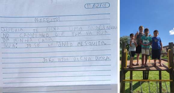 Menino pede pracinha ao prefeito e é atendido