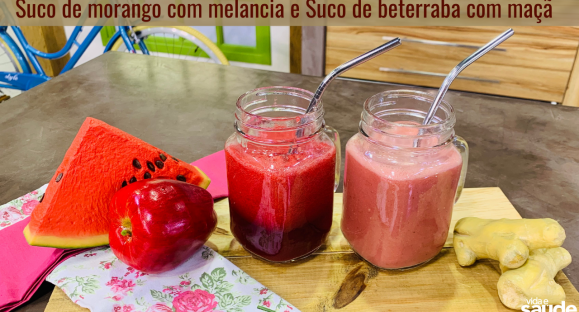 Receitas: Suco de Morango com Melancia e Suco de Beterraba com Maçã