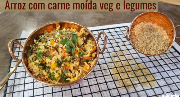 Receita: Arroz com carne moída veg e legumes