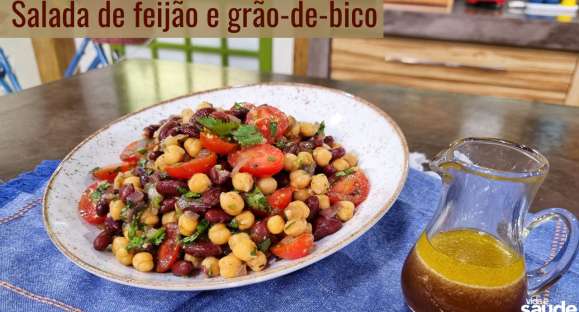 Receita: Salada de feijão e grão-de-bico