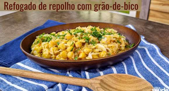 Receita: Refogado de repolho com grão-de-bico