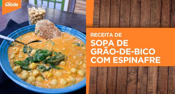 Receita: Sopa de grão-de-bico com espinafre