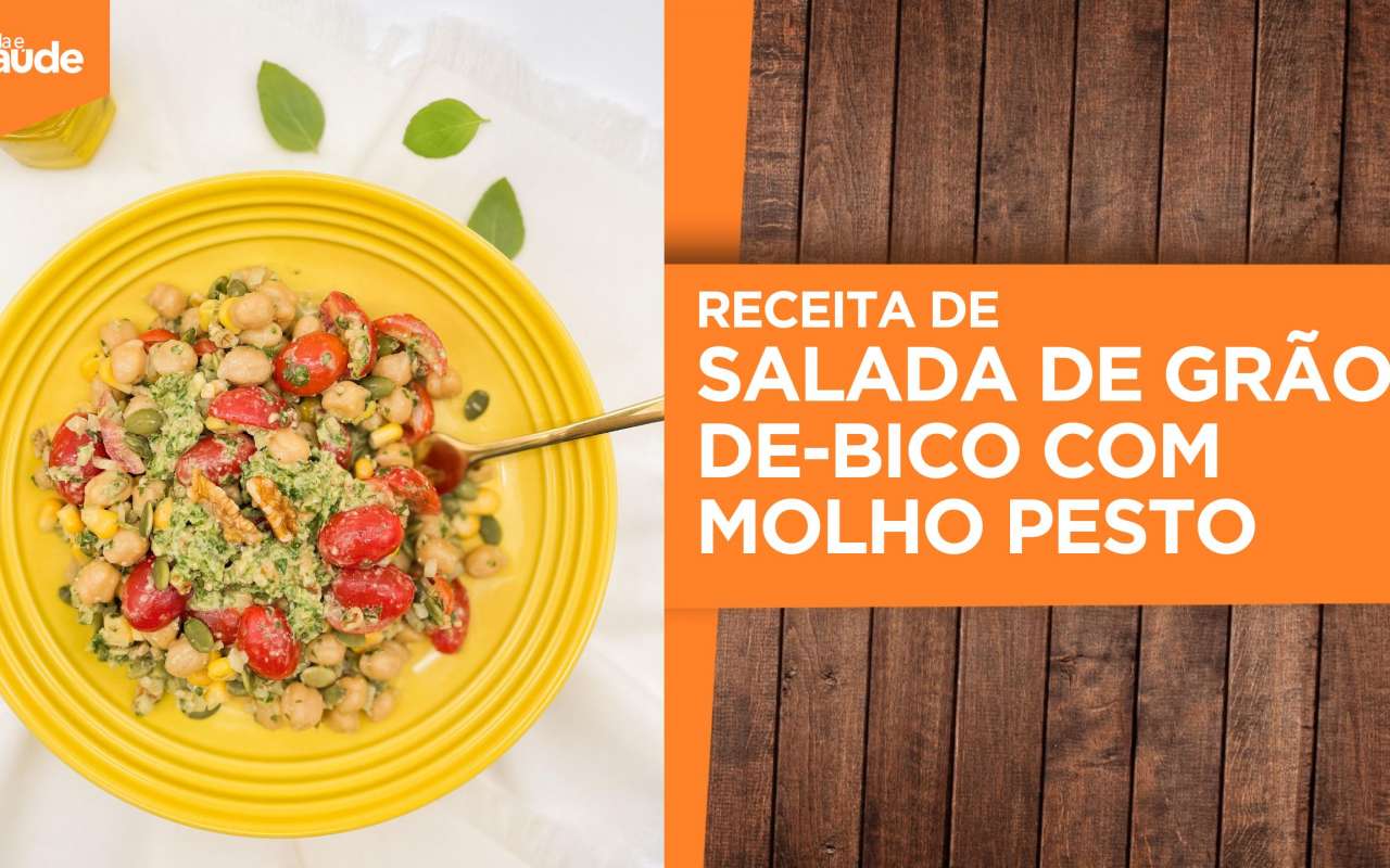 Receita: Salada de grão-de-bico com molho pesto