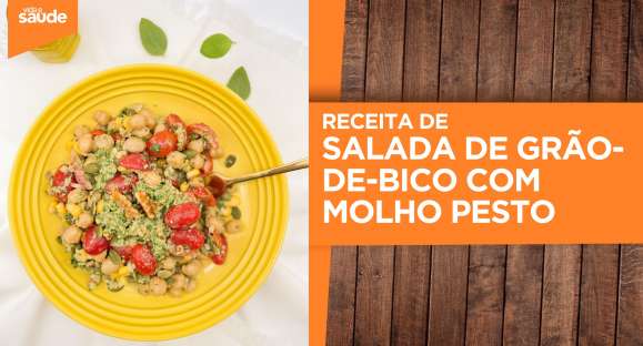 Receita: Salada de grão-de-bico com molho pesto