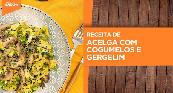 Receita: Acelga com cogumelos e gergelim