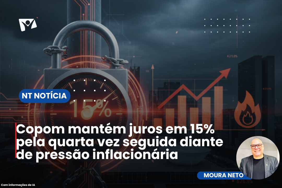 Copom mantém juros em 15% pela quarta vez seguida diante de pressão inflacionária