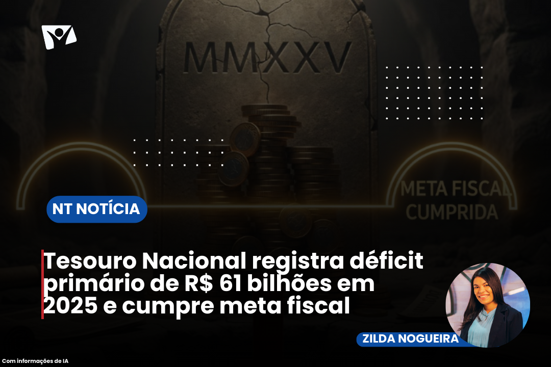 Tesouro Nacional registra déficit primário de R$ 61 bilhões em 2025 e cumpre meta fiscal