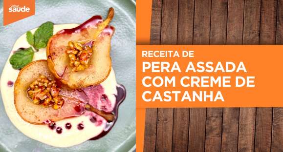 Receita: Pera assada com creme de castanha