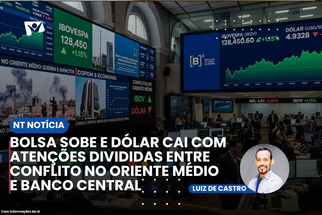 Bolsa sobe e dólar cai com atenções divididas entre conflito no Oriente Médio e Banco Central