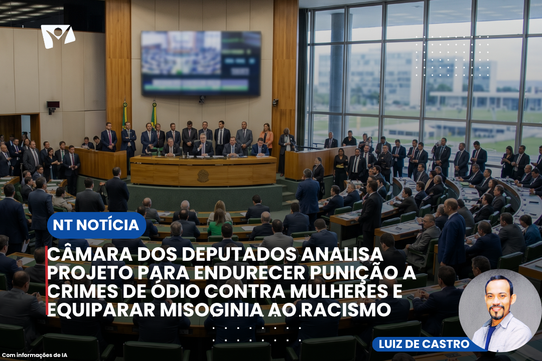 Câmara dos Deputados analisa projeto para endurecer punição a crimes de ódio contra mulheres e equiparar misoginia ao racismo