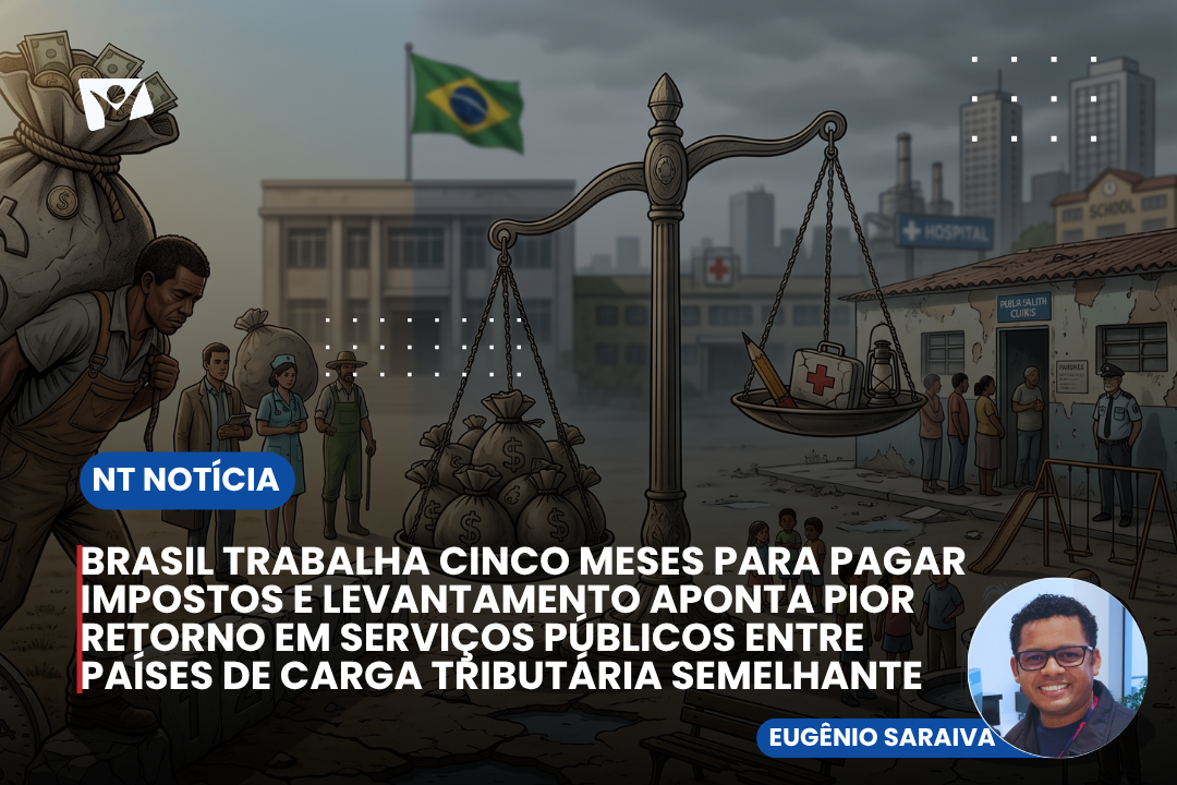 BRASIL TRABALHA CINCO MESES PARA PAGAR IMPOSTOS E LEVANTAMENTO APONTA PIOR RETORNO EM SERVIÇOS PÚBLICOS ENTRE PAÍSES DE CARGA TRIBUTÁRIA SEMELHANTE